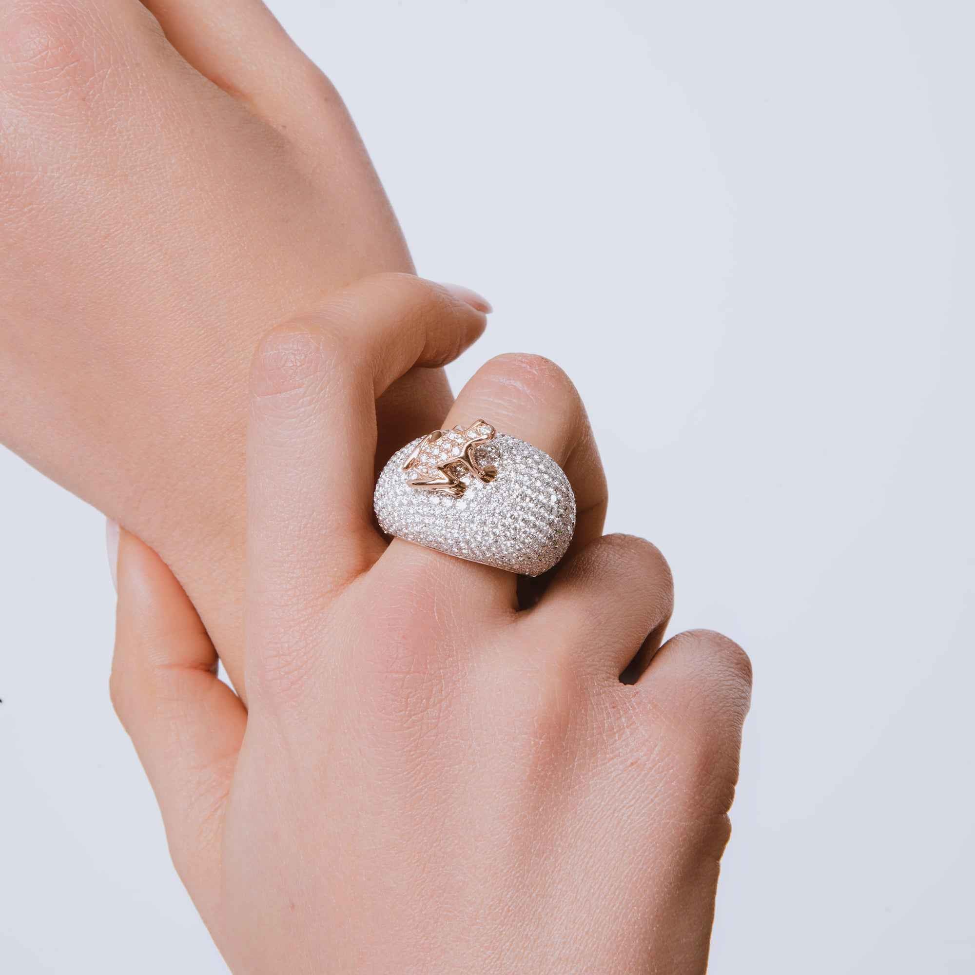 ANELLO HAPPY FROG MEDIO FULL PAVE' ANELLO HAPPY FROG MEDIO FULL PAVE'