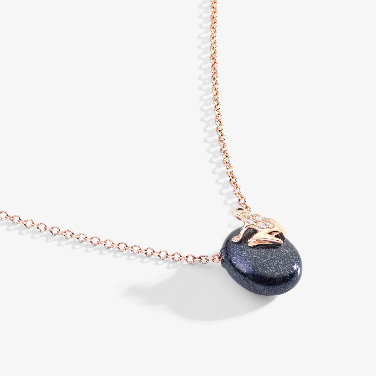 HAPPY FROG NECKLACE WITH COLORED NUGGET