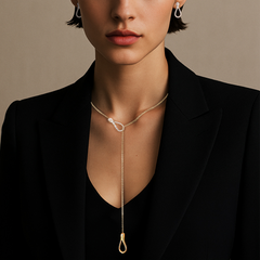 COLLANA Y-SHAPE DEMI PAVÉ