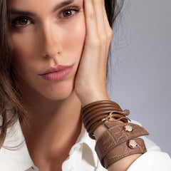 BRACCIALE ELIKA IN PELLE CON PAVE