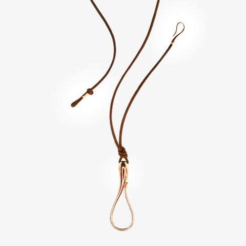 ELIKA GOLD PENDANT WITH LEATHER CORD