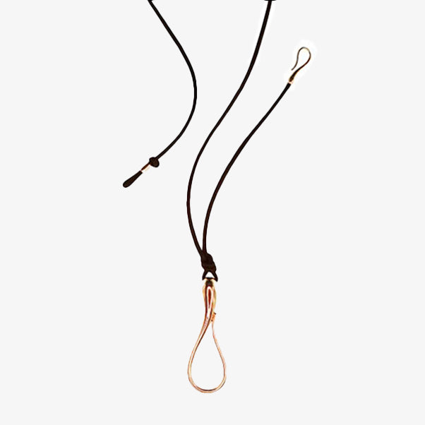 ELIKA GOLD PENDANT WITH LEATHER CORD