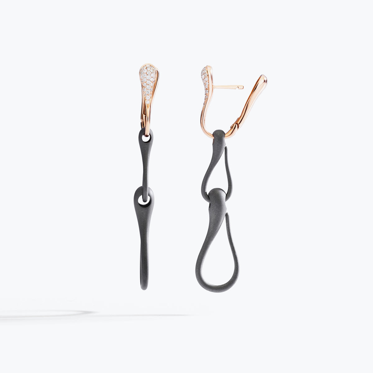 ELIKA CHAIN EARRINGS TITANIUM WITH PAVÈ