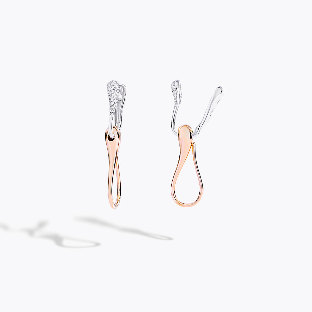 ELIKA CHAIN EARRINGS TITANIUM WITH PAVÈ