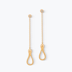 ORECCHINI MINI LONG CON DIAMANTE A LOBO