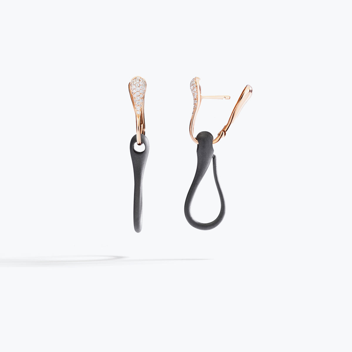 ELIKA CHAIN EARRINGS TITANIUM WITH PAVÈ