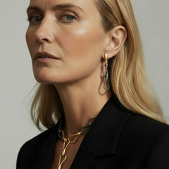 ELIKA CHAIN EARRINGS TITANIUM & GOLD