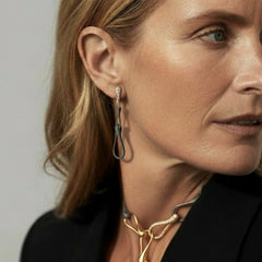 ELIKA CHAIN EARRINGS TITANIUM WITH PAVÈ