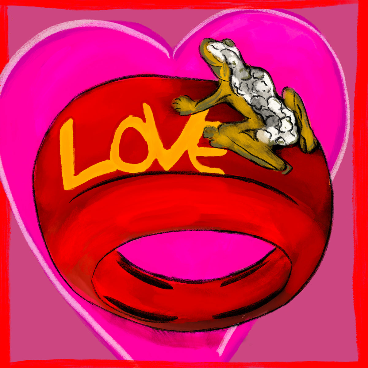 Happy Frog Love Screen Print