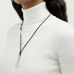 ELIKA GOLD PENDANT WITH LEATHER CORD