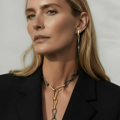 CATENA ELIKA MAGLIE GRANDI TITANIO & ORO