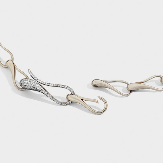 Bracciale Elika Catena in Oro Pale Yellow 18k e Diamanti aperto