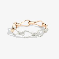 Bracciale Elika in Oro Rosa, Bianco 18k con tre elementi in Diamanti 