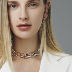 Choker Elika in Oro Rosa 18k e Bianco e Diamanti indossate due