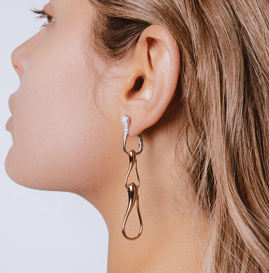 Orecchini In Ceramica Nera Con Oro Rosa E Diamante - D.ICON - Foto 2