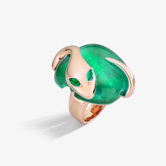 Anello Malafemmina in Oro Rosa 18k e Smeraldi lato