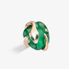 Anello Malafemmina in Oro Rosa 18k e Smeraldi
