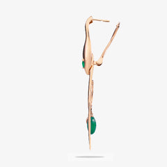 Orecchino Malafemmina lungo in Oro Rosa 18k e Smeraldi lato