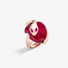 Anello Malafemmina in Oro Rosa 18k e Rubini lato