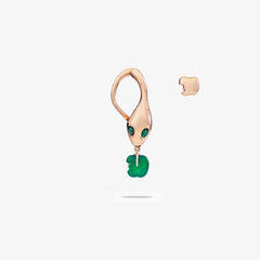 Orecchino Malafemmina corto in Oro rosa 18k e Smeraldi