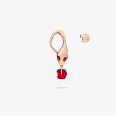 Orecchino Malafemmina corto in Oro rosa 18k e Rubini